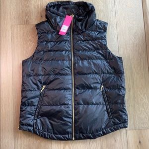 Lily Pulitzer Onyx Palm Paradise Puffer Vest Large